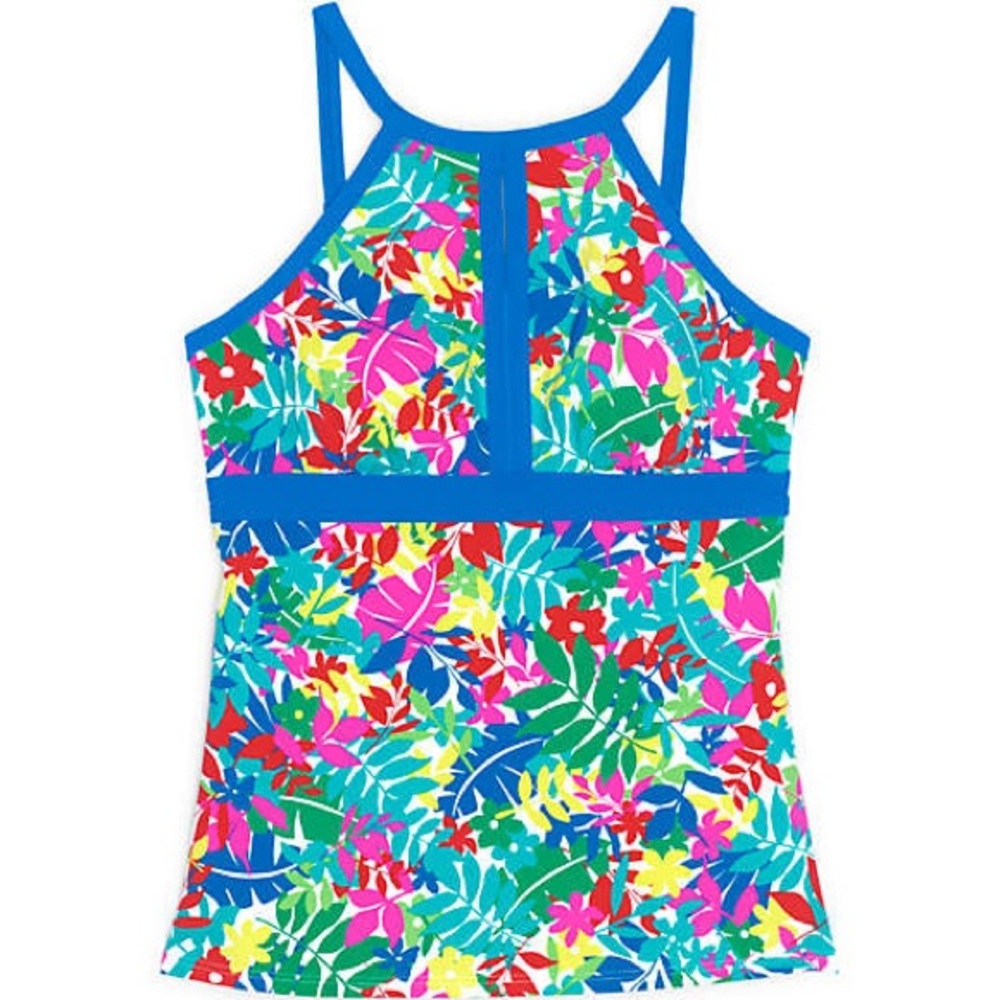Lands End Colorful Floral tankini bathing suit